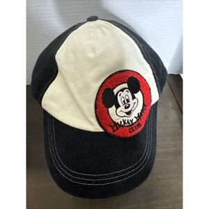 Disney Hat Cap Strapback Mickey Mouse Black White Embroidered Disneyland Casual